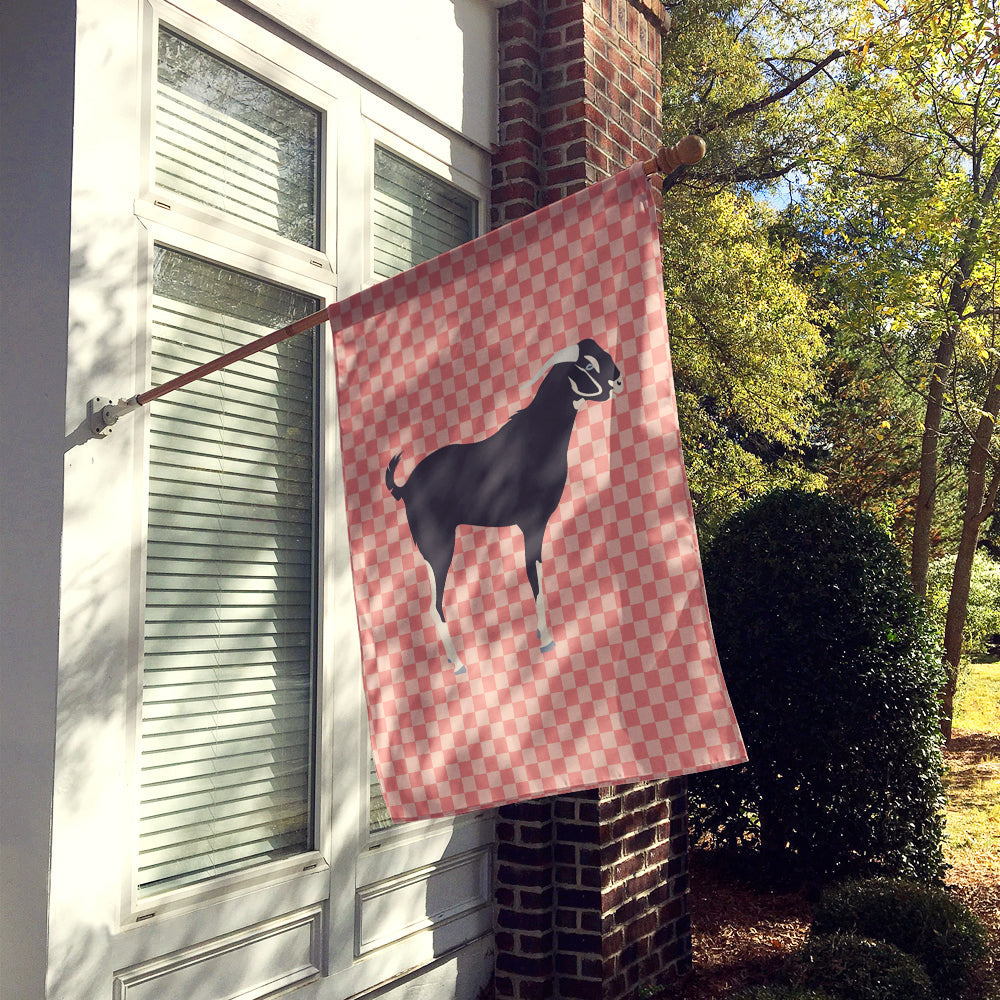 Black Bengal Goat Pink Check House Flag 28x40 Porch Sleeve Pole Decorative Outside Yard Banner Artwork Wall Hanging, Polyester