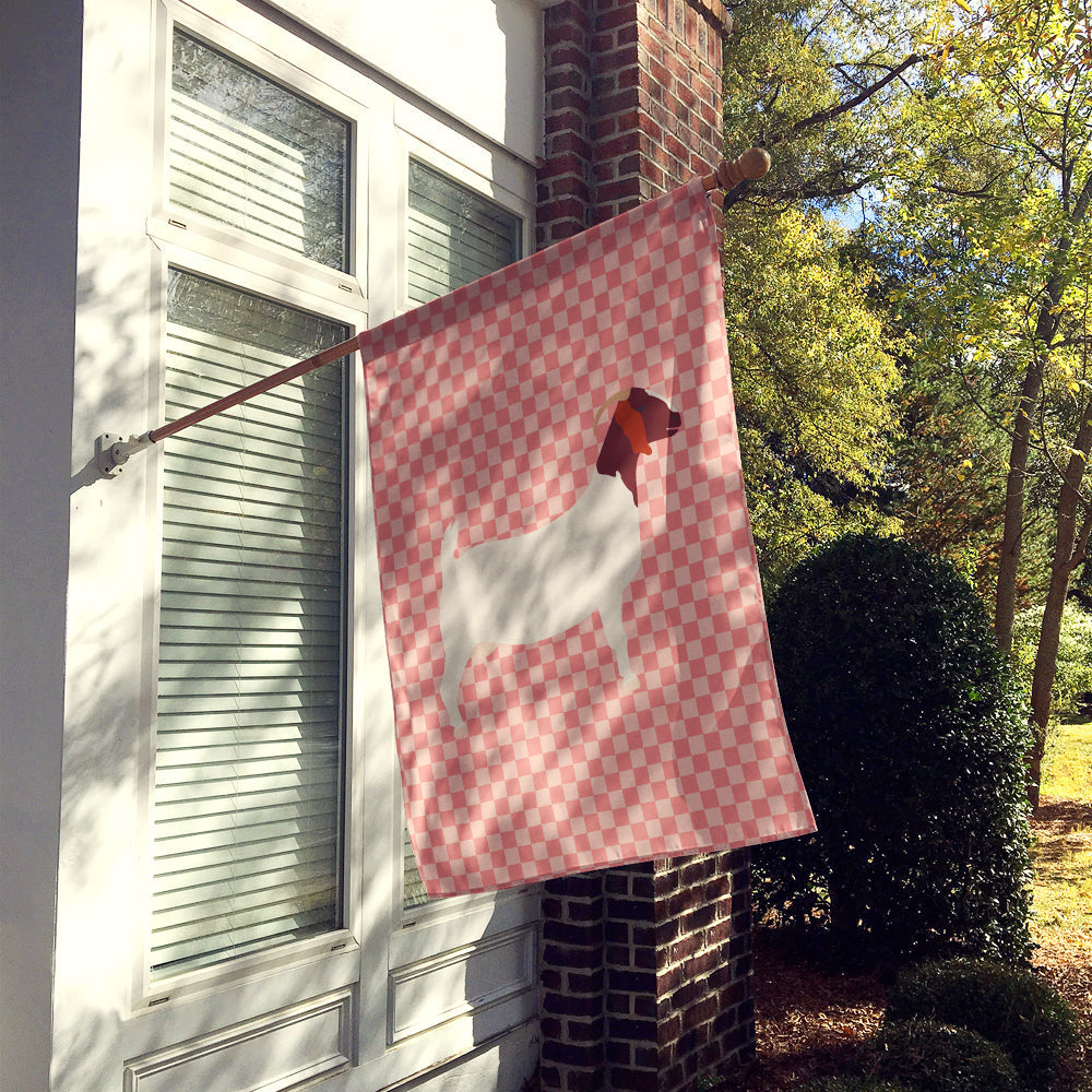 Boer Goat Pink Check House Flag 28x40 Porch Sleeve Pole Decorative Outside Yard Banner Artwork Wall Hanging, Polyester