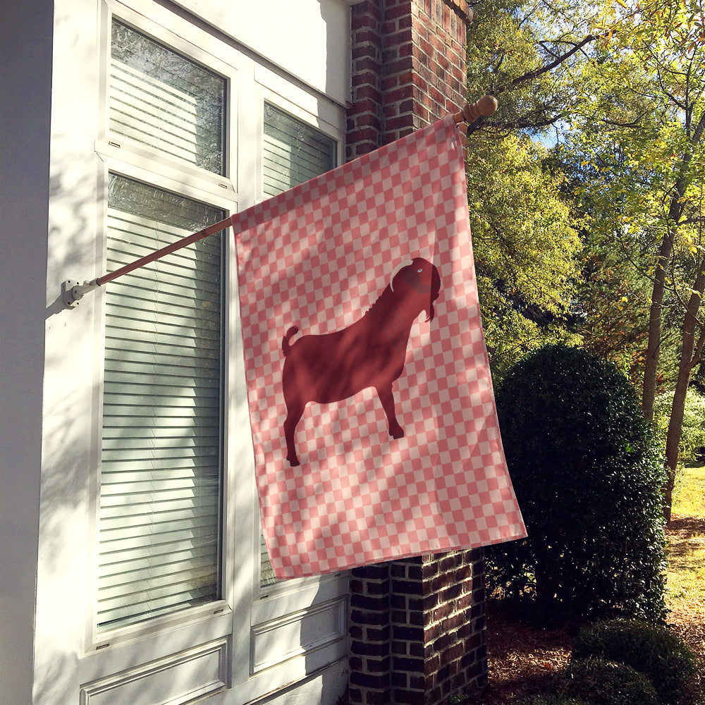 Kalahari Red Goat Pink Check House Flag 28x40 Porch Sleeve Pole Decorative Outside Yard Banner Artwork Wall Hanging, Polyester