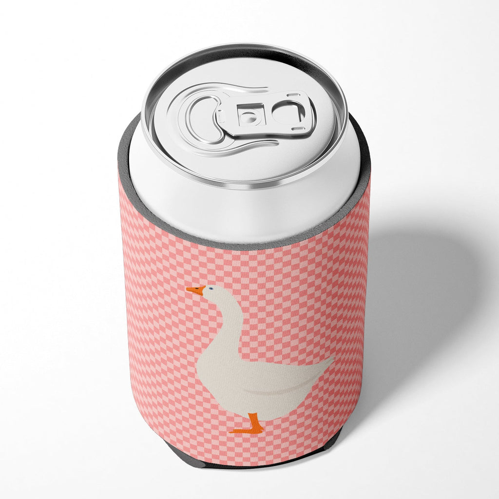 Embden Goose Pink Check Can or Bottle Hugger Cooler Sleeve for Standard 12 oz Cans, Insulated Foam Beer & Soda Can Hugger Reusable