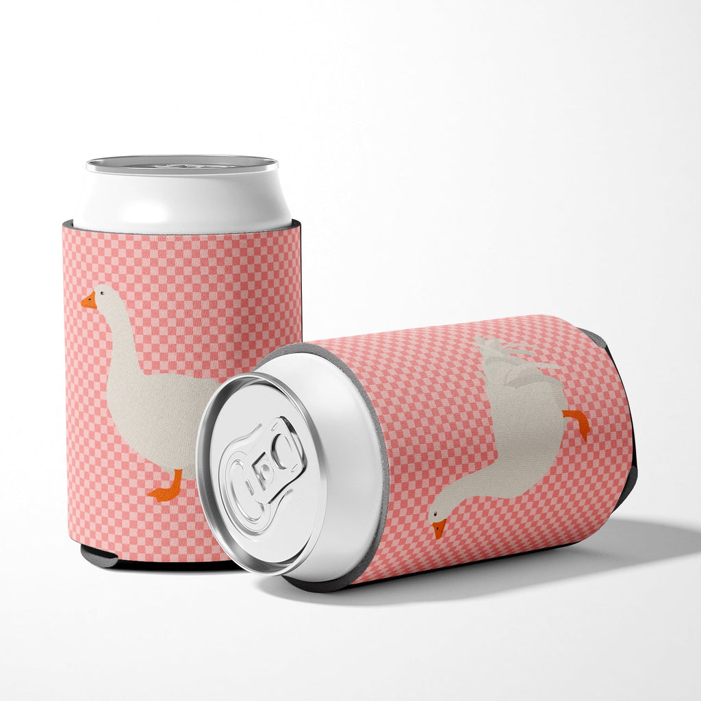 Sebastopol Goose Pink Check Can or Bottle Hugger Cooler Sleeve for Standard 12 oz Cans, Insulated Foam Beer & Soda Can Hugger Reusable