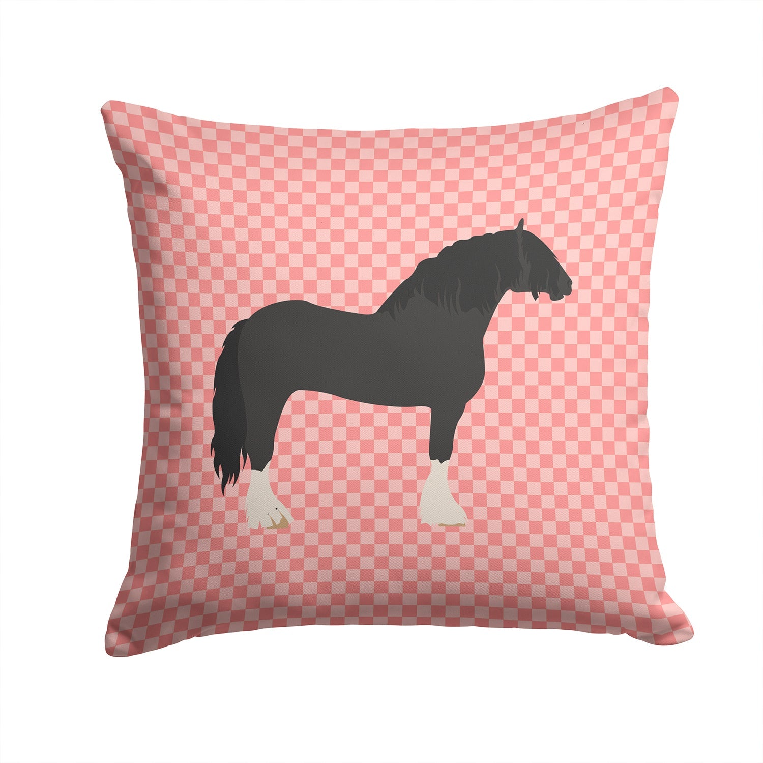 Pomeranian Rogener Goose Pink Check Decorative Throw Pillow 14x14 Indoor Outdoor Accent Cushion, Fabric Cover with Insert for Sofa, Bed, Porch & Living Room
