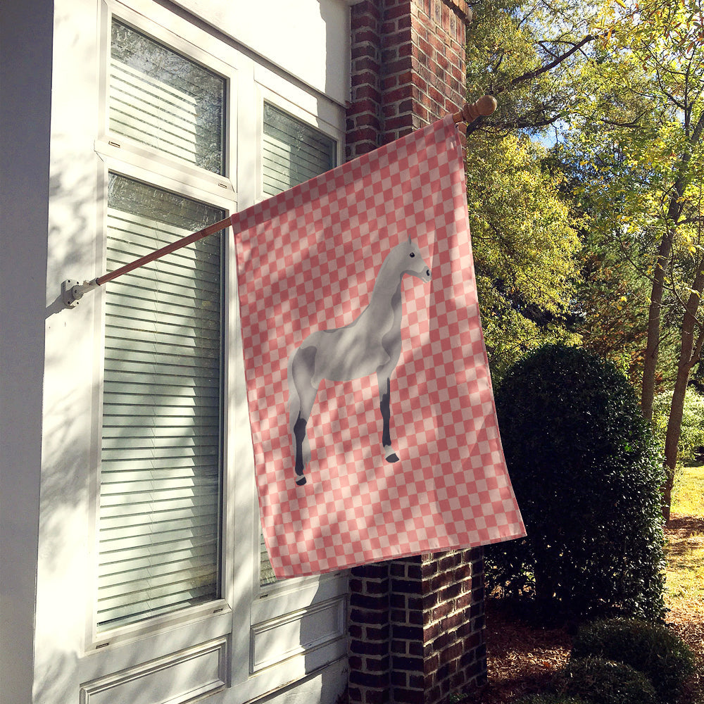 Orlov Trotter Horse Pink Check House Flag 28x40 Porch Sleeve Pole Decorative Outside Yard Banner Artwork Wall Hanging, Polyester