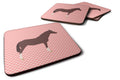 English Thoroughbred Horse Pink Check Foam Coasters Set of 4 Cup Coasters for Indoor Outdoor, Tabletop Protection, Anti Slip, Mouse pad Material
