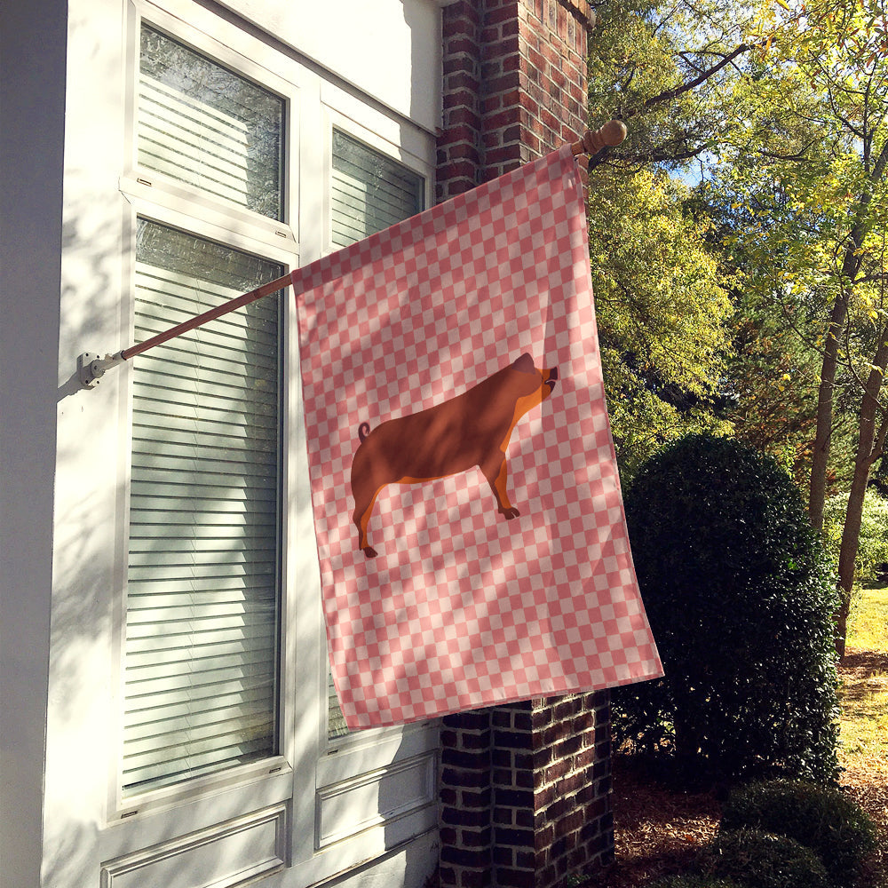 Duroc Pig Pink Check House Flag 28x40 Porch Sleeve Pole Decorative Outside Yard Banner Artwork Wall Hanging, Polyester