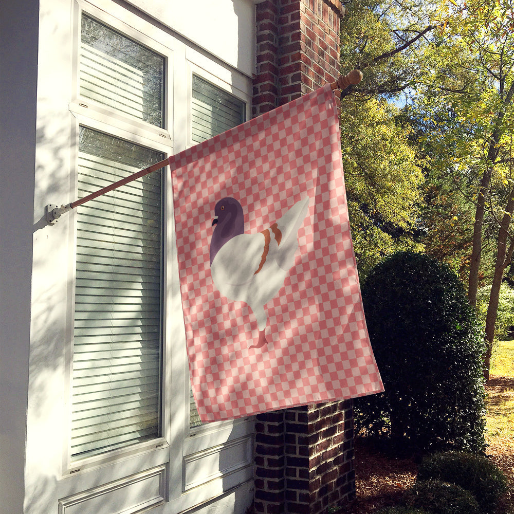 German Modena Pigeon Pink Check House Flag 28x40 Porch Sleeve Pole Decorative Outside Yard Banner Artwork Wall Hanging, Polyester