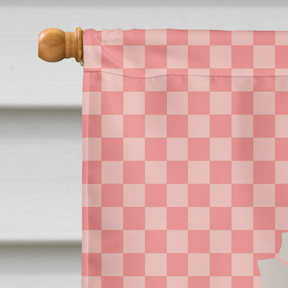 Silver Fantail Pigeon Pink Check House Flag 28x40 Porch Sleeve Pole Decorative Outside Yard Banner Artwork Wall Hanging, Polyester