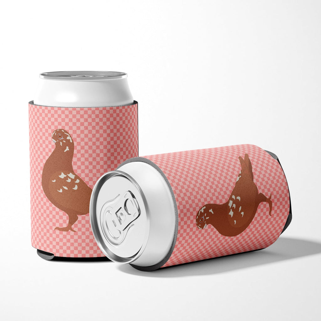 African Owl Pigeon Pink Check Can or Bottle Hugger Cooler Sleeve for Standard 12 oz Cans, Insulated Foam Beer & Soda Can Hugger Reusable