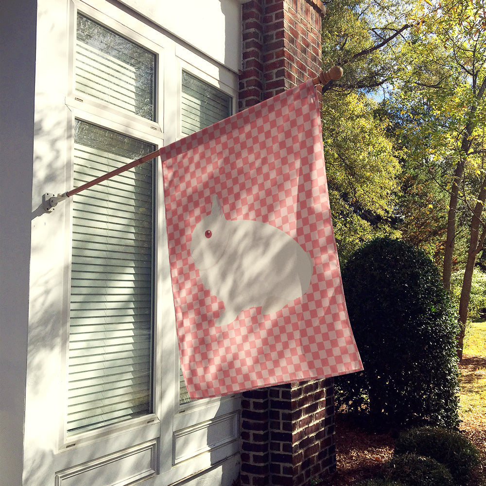 Hermelin Rabbit Pink Check House Flag 28x40 Porch Sleeve Pole Decorative Outside Yard Banner Artwork Wall Hanging, Polyester
