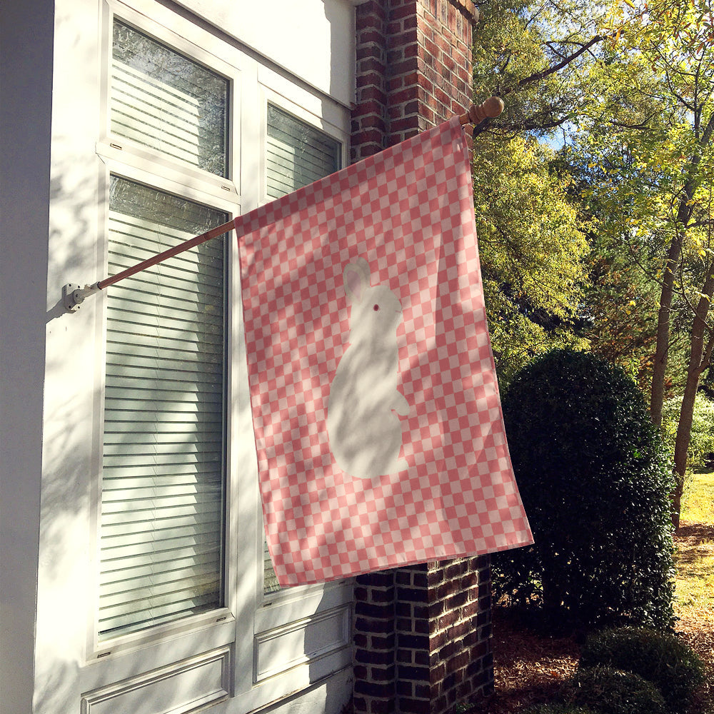 New Zealand White Rabbit Pink Check House Flag 28x40 Porch Sleeve Pole Decorative Outside Yard Banner Artwork Wall Hanging, Polyester