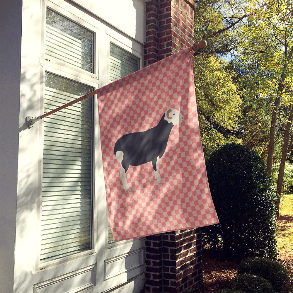 Herwick Sheep Pink Check House Flag 28x40 Porch Sleeve Pole Decorative Outside Yard Banner Artwork Wall Hanging, Polyester
