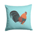 Dutch Bantam Chicken Blue Check Decorative Throw Pillow 14x14 Indoor Outdoor Accent Cushion, Fabric Cover with Insert for Sofa, Bed, Porch & Living Room
