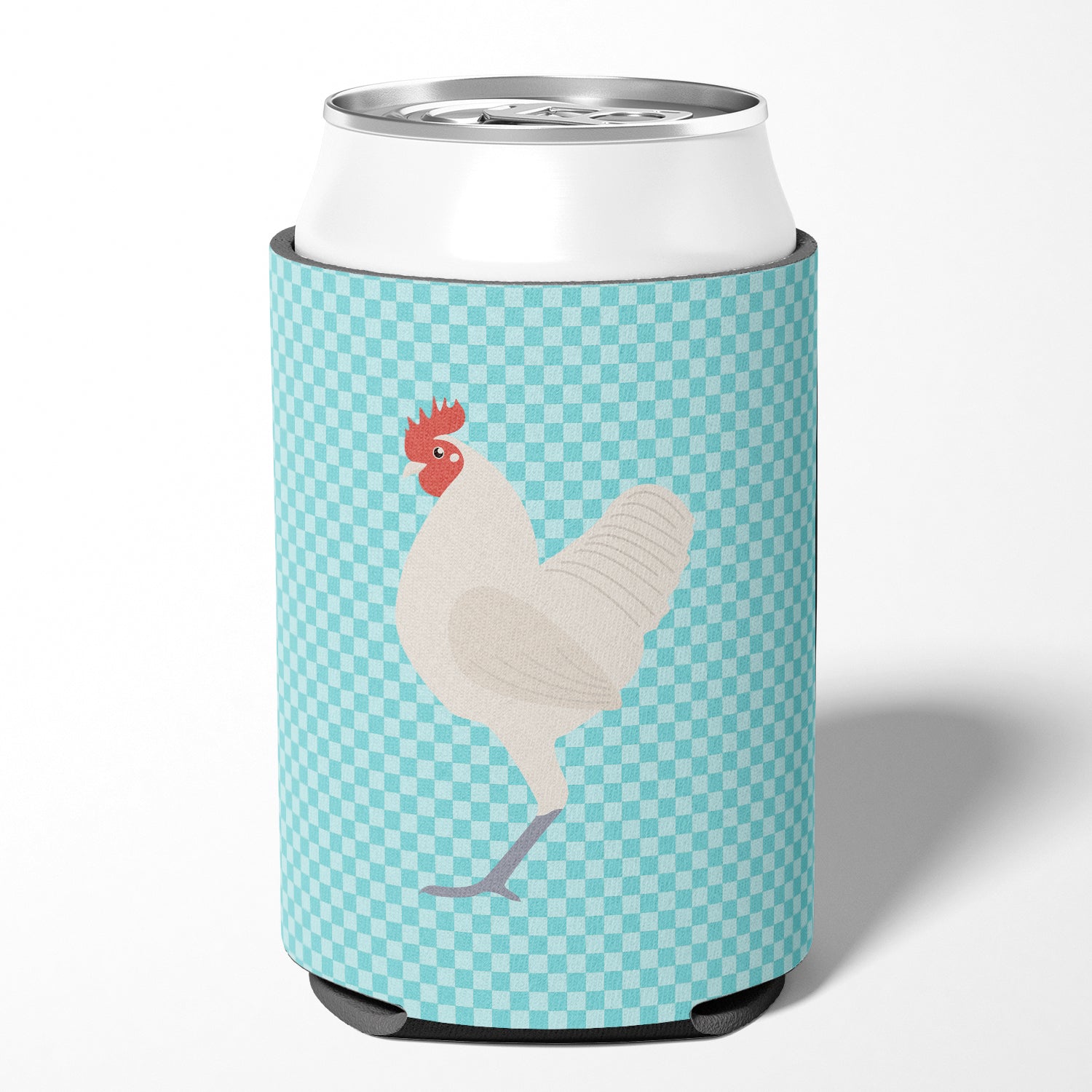 German Langshan Chicken Blue Check Can or Bottle Hugger Cooler Sleeve for Standard 12 oz Cans, Insulated Foam Beer & Soda Can Hugger Reusable