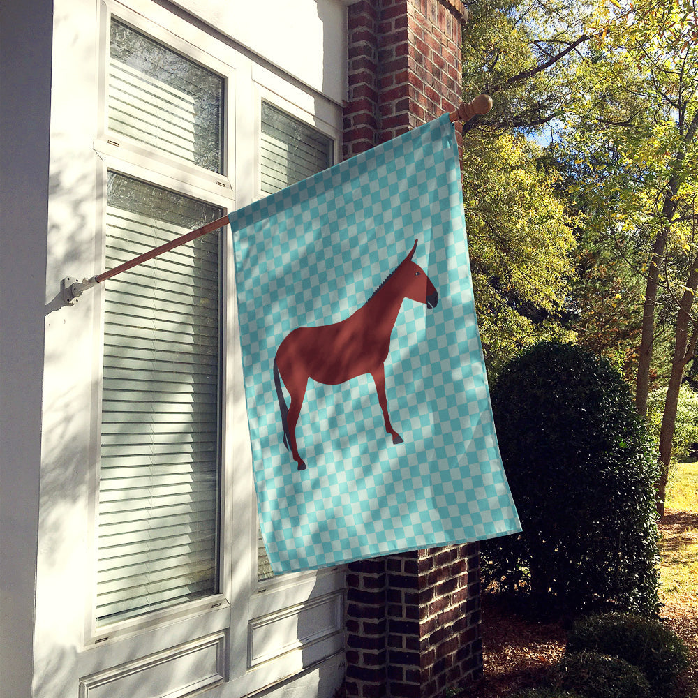 Hinny Horse Donkey Blue Check House Flag 28x40 Porch Sleeve Pole Decorative Outside Yard Banner Artwork Wall Hanging, Polyester