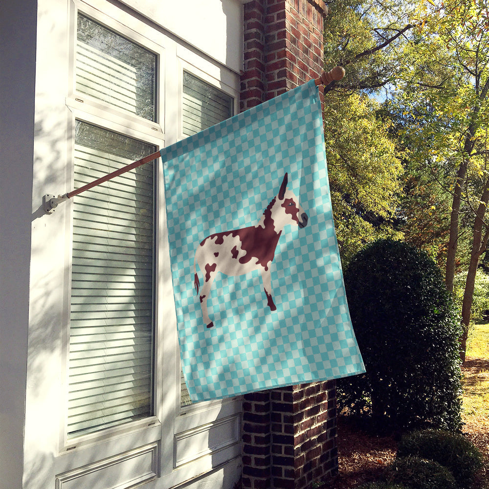 American Spotted Donkey Blue Check House Flag 28x40 Porch Sleeve Pole Decorative Outside Yard Banner Artwork Wall Hanging, Polyester