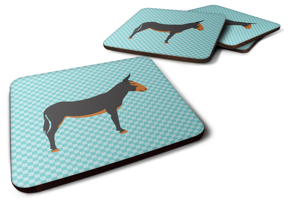 Catalan Donkey Blue Check Foam Coasters Set of 4 Cup Coasters for Indoor Outdoor, Tabletop Protection, Anti Slip, Mouse pad Material