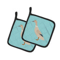 West Harlequin Duck Blue Check Pot Holder Set of 2 Heat Resistant Quilted Hot Pads 7.5 x 7.5 Inch, Insulated Kitchen Trivets for Cooking & Baking