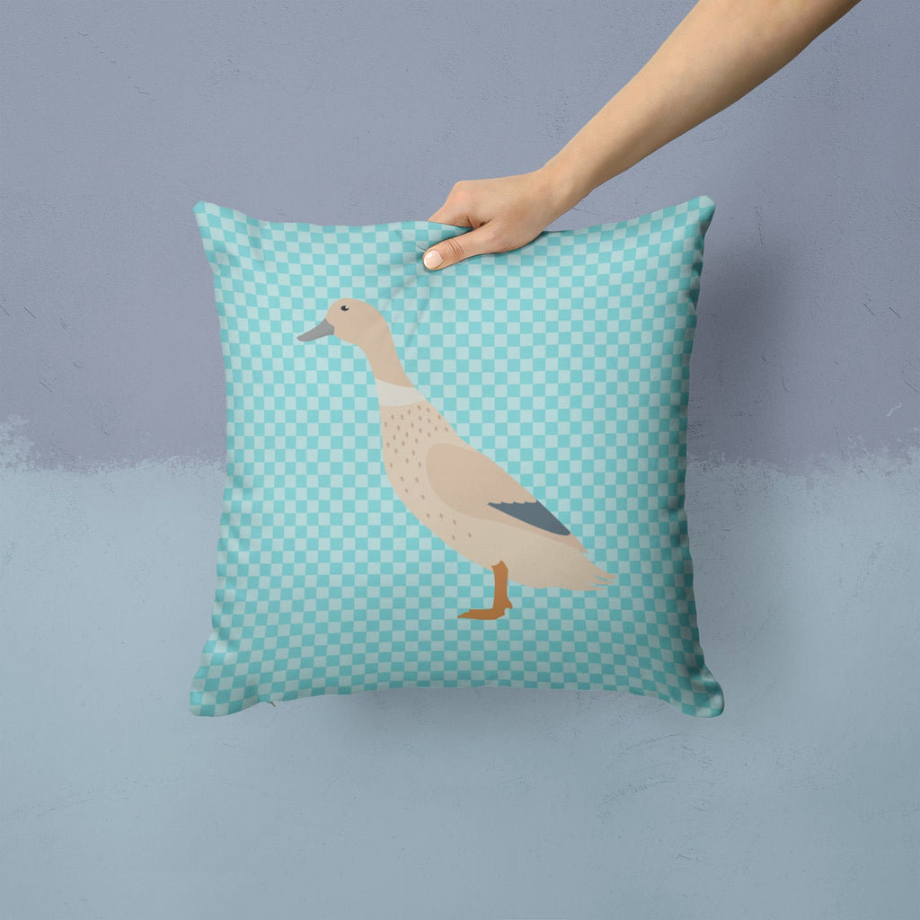 West Harlequin Duck Blue Check Decorative Throw Pillow 14x14 Indoor Outdoor Accent Cushion, Fabric Cover with Insert for Sofa, Bed, Porch & Living Room