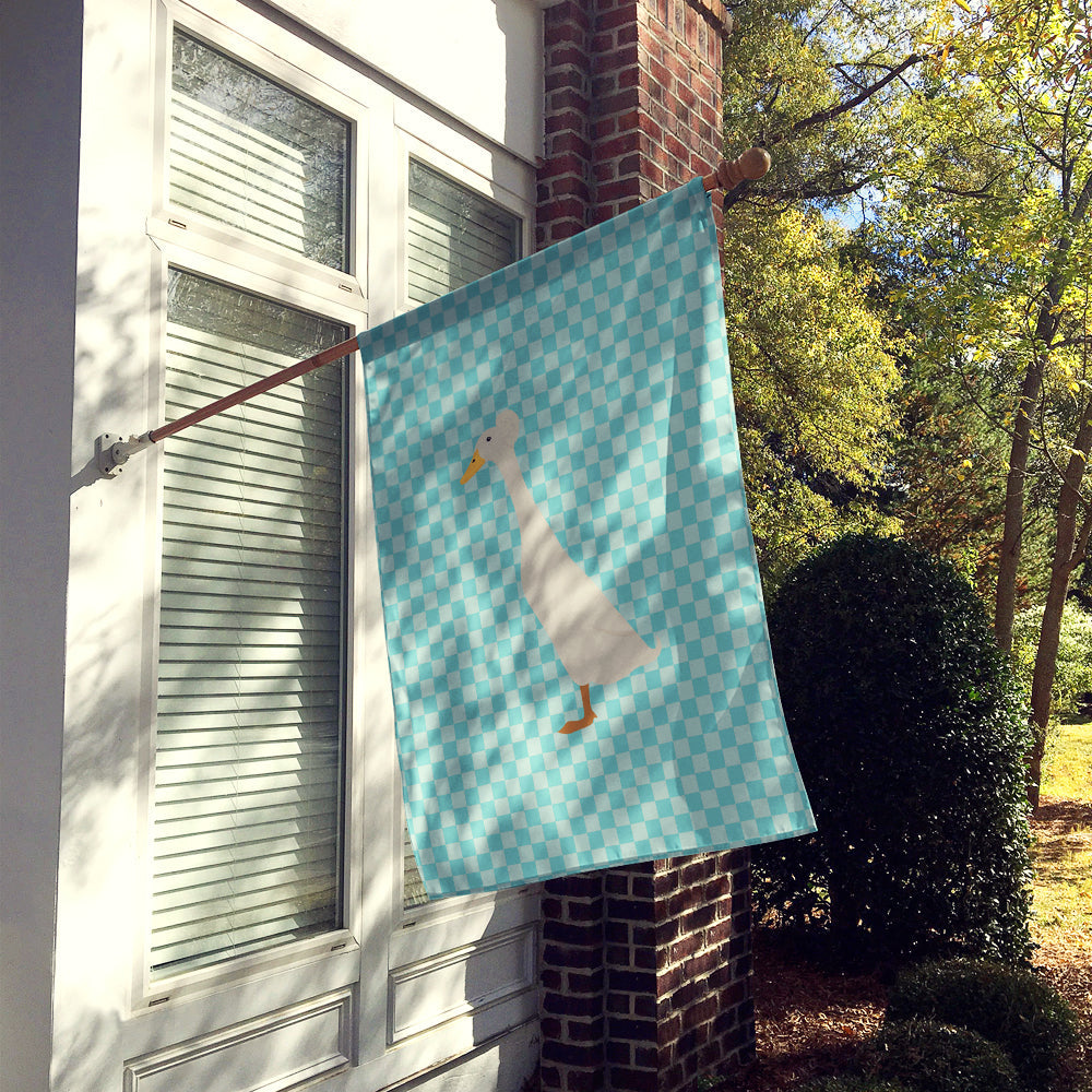 Bali Duck Blue Check House Flag 28x40 Porch Sleeve Pole Decorative Outside Yard Banner Artwork Wall Hanging, Polyester