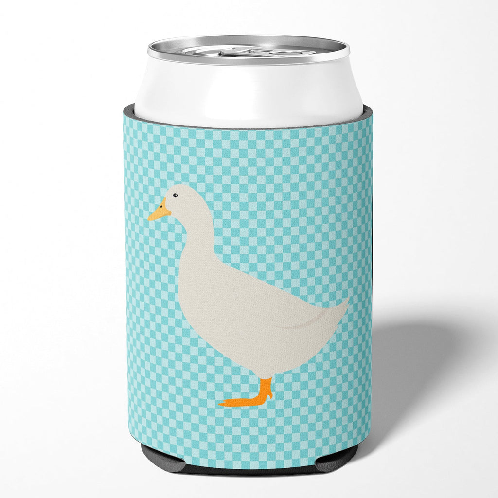 American Pekin Duck Blue Check Can or Bottle Hugger Cooler Sleeve for Standard 12 oz Cans, Insulated Foam Beer & Soda Can Hugger Reusable