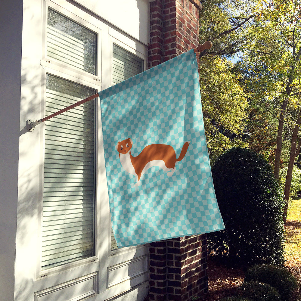 Weasel Blue Check House Flag 28x40 Porch Sleeve Pole Decorative Outside Yard Banner Artwork Wall Hanging, Polyester