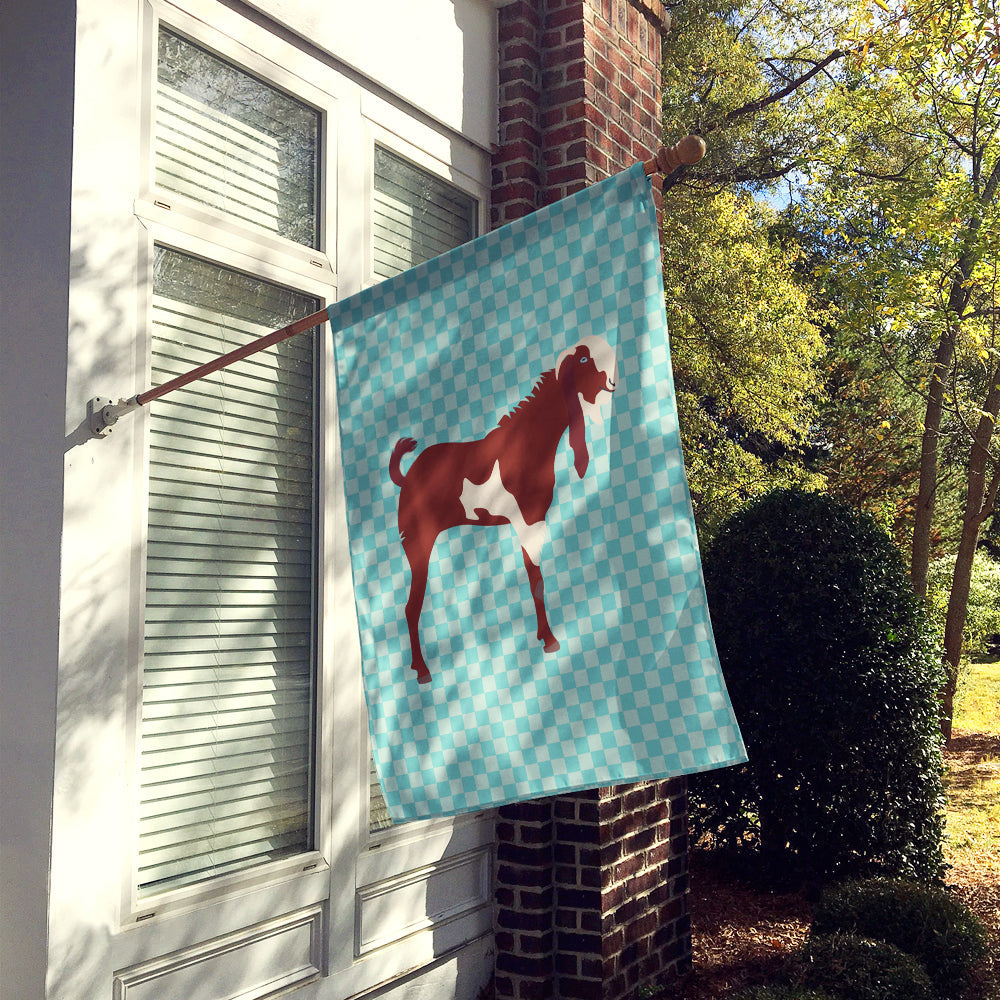 Jamnapari Goat Blue Check House Flag 28x40 Porch Sleeve Pole Decorative Outside Yard Banner Artwork Wall Hanging, Polyester