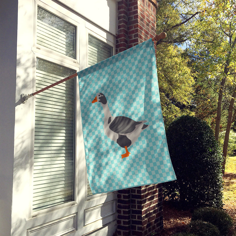West of England Goose Blue Check House Flag 28x40 Porch Sleeve Pole Decorative Outside Yard Banner Artwork Wall Hanging, Polyester