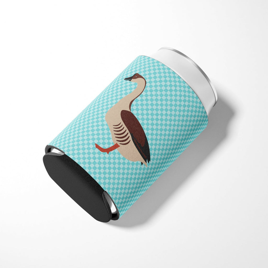 Chinese Goose Blue Check Can or Bottle Hugger Cooler Sleeve for Standard 12 oz Cans, Insulated Foam Beer & Soda Can Hugger Reusable