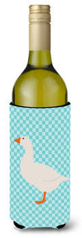 Shire Horse Blue Check Wine Bottle Hugger Gift Sleeve for Standard 750 ml Bottles, Insulated Reusable Also Fits Mini Shot & Pint Bottles