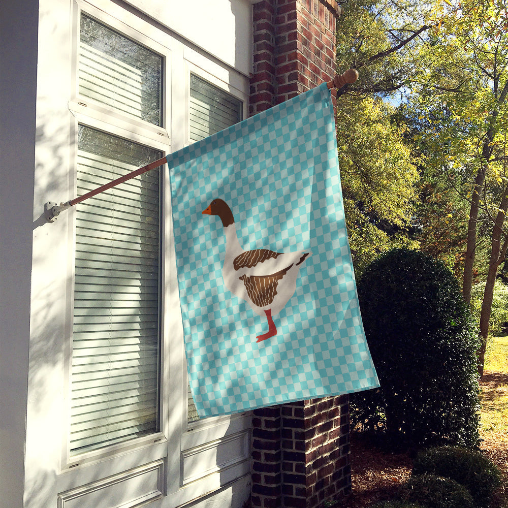 Pomeranian Rogener Goose Blue Check House Flag 28x40 Porch Sleeve Pole Decorative Outside Yard Banner Artwork Wall Hanging, Polyester