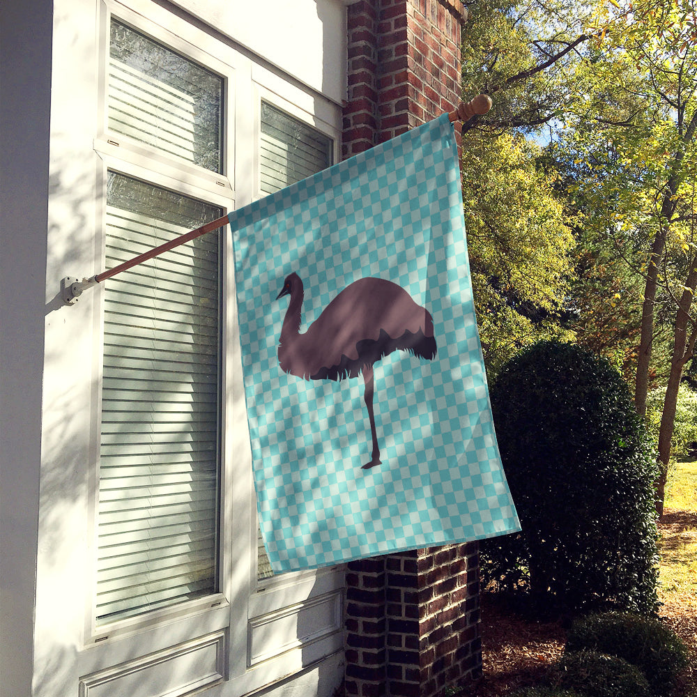 Emu Blue Check House Flag 28x40 Porch Sleeve Pole Decorative Outside Yard Banner Artwork Wall Hanging, Polyester