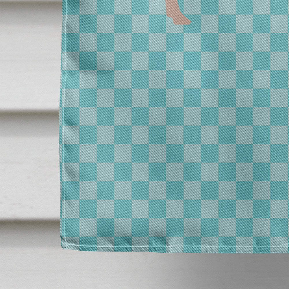 English Large White Pig Blue Check House Flag 28x40 Porch Sleeve Pole Decorative Outside Yard Banner Artwork Wall Hanging, Polyester