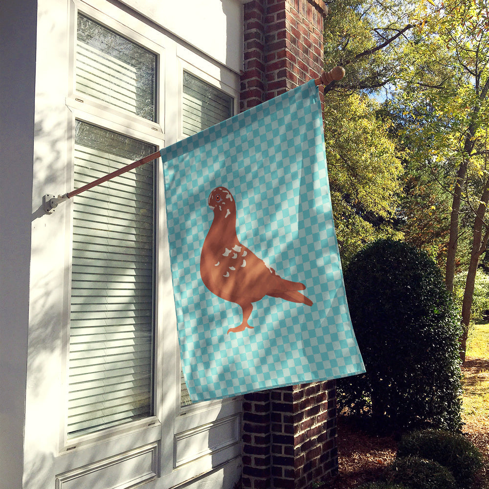 African Owl Pigeon Blue Check House Flag 28x40 Porch Sleeve Pole Decorative Outside Yard Banner Artwork Wall Hanging, Polyester