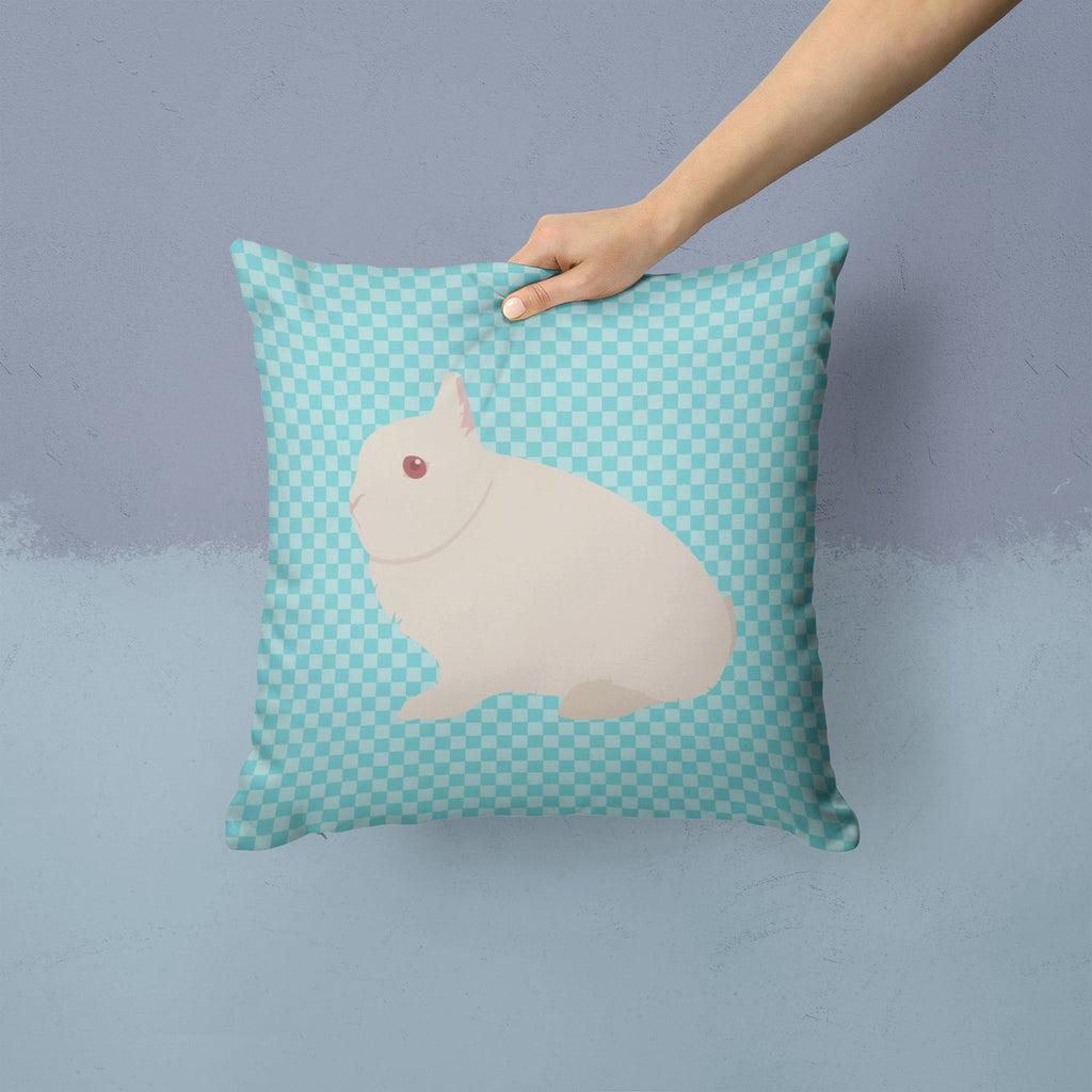 Hermelin Rabbit Blue Check Decorative Throw Pillow 14x14 Indoor Outdoor Accent Cushion, Fabric Cover with Insert for Sofa, Bed, Porch & Living Room