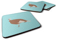 Jersey Buff Turkey Hen Blue Check Foam Coasters Set of 4 Cup Coasters for Indoor Outdoor, Tabletop Protection, Anti Slip, Mouse pad Material
