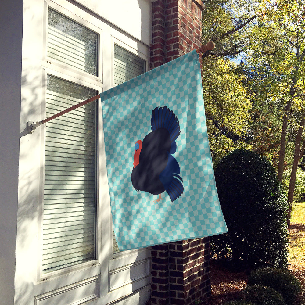 Norfolk Black Turkey Blue Check House Flag 28x40 Porch Sleeve Pole Decorative Outside Yard Banner Artwork Wall Hanging, Polyester
