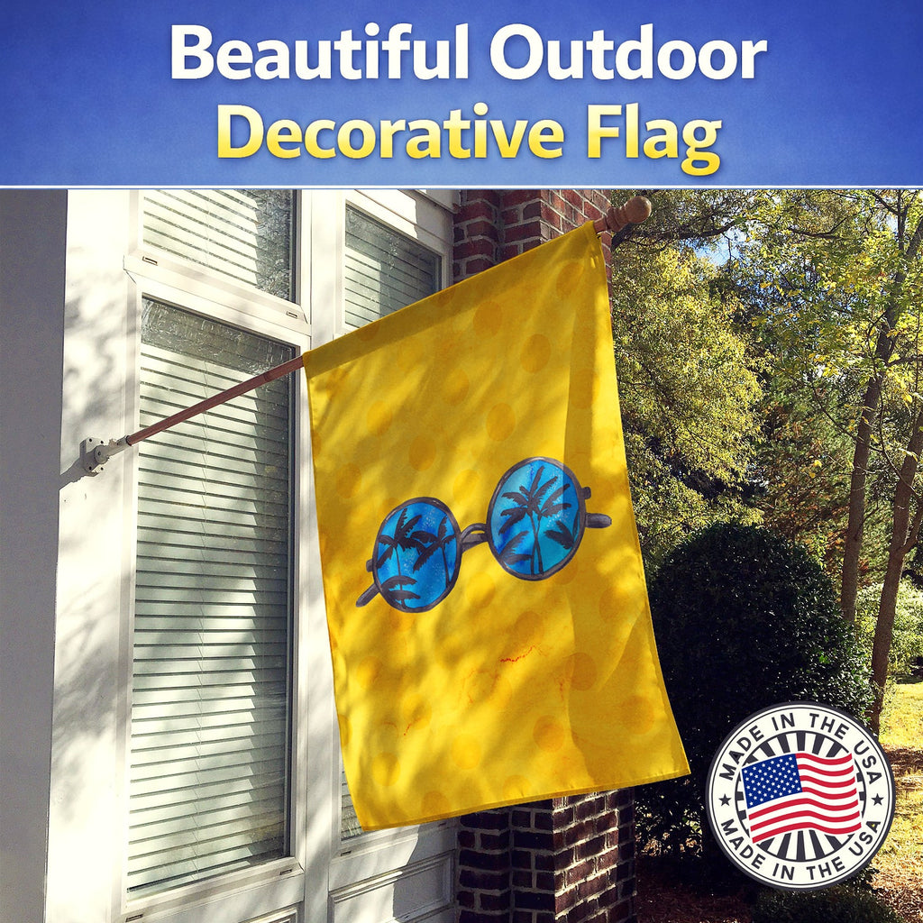 Sunglasses Yellow Polkadot House Flag 28x40 Porch Sleeve Pole Decorative Outside Yard Banner Artwork Wall Hanging, Polyester