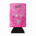 Bikini Swimsuit Pink Polkadot Wine Bottle Hugger Gift Sleeve for Standard 750 ml Bottles, Insulated Reusable Fits Mini Shot & Pint Bottles