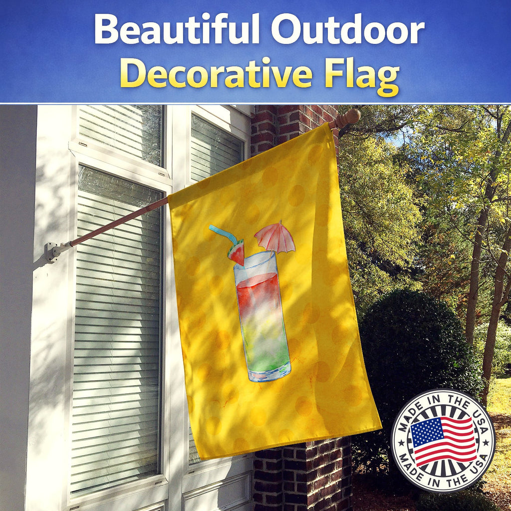 Umberella Cocktail Yellow Polkadot House Flag 28x40 Porch Sleeve Pole Decorative Outside Yard Banner Artwork Wall Hanging, Polyester