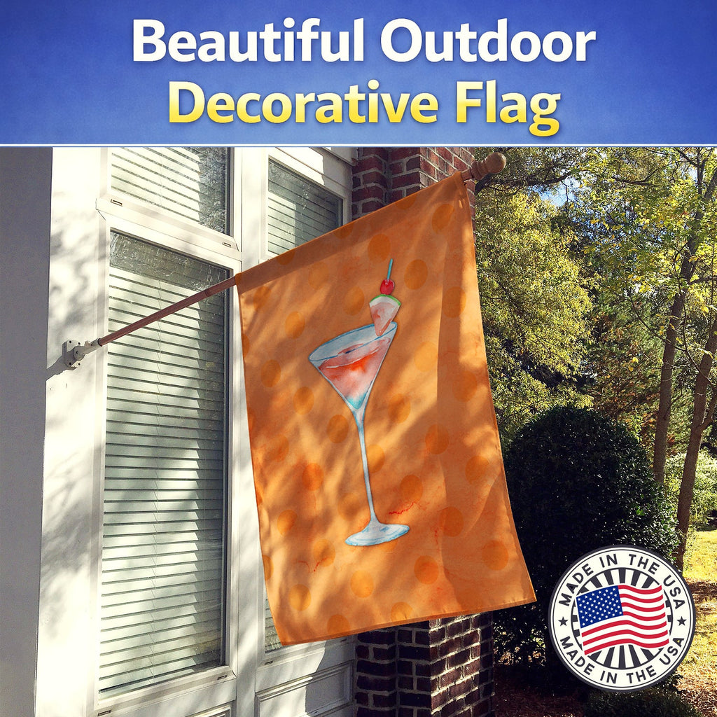 Summer Martini Orange Polkadot House Flag 28x40 Porch Sleeve Pole Decorative Outside Yard Banner Artwork Wall Hanging, Polyester