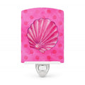 Pink Sea Shell Pink Polkadot Ceramic Night Light Compact, UL-Certified, Ideal for Bedroom, Bathroom, Nursery, Hallway, Kitchen, 6x4x3, Multicolor