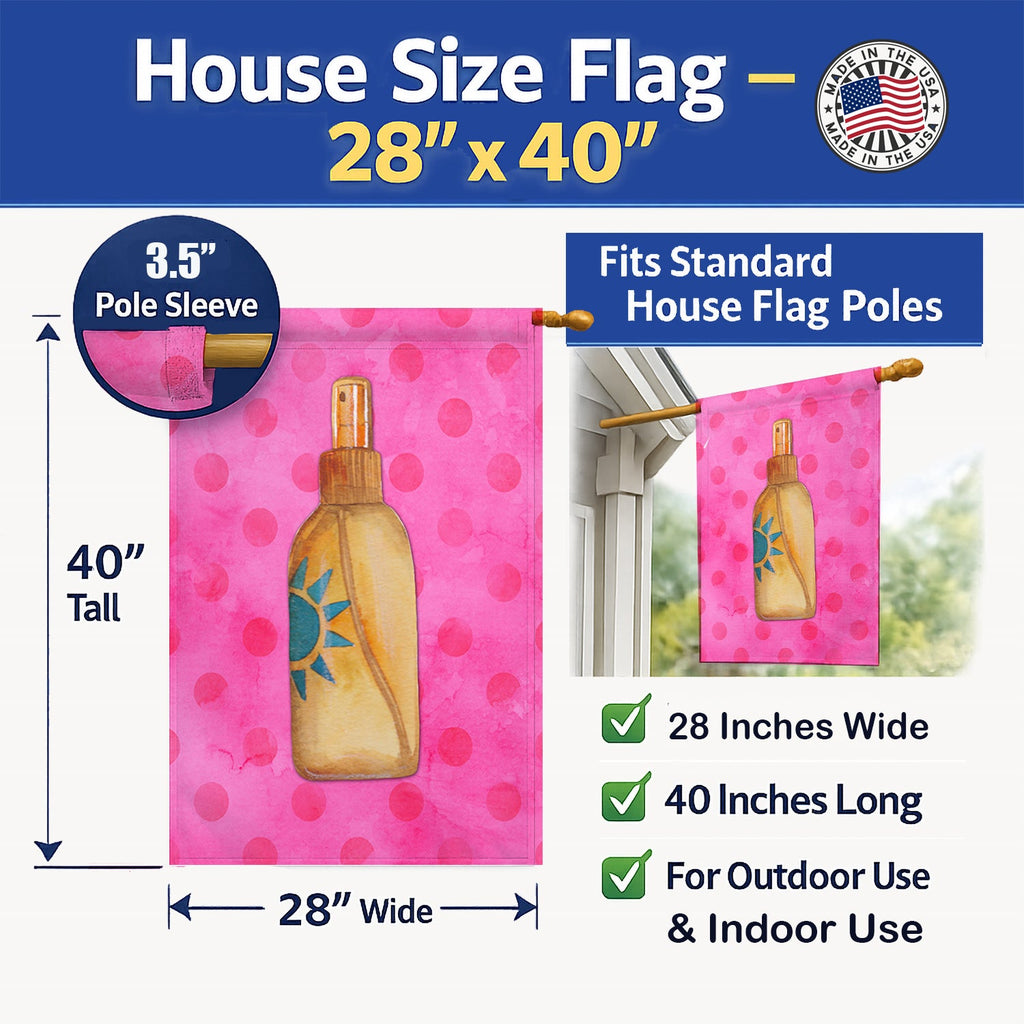 Message in a Bottle Pink Polkadot House Flag 28x40 Porch Sleeve Pole Decorative Outside Yard Banner Artwork Wall Hanging, Polyester