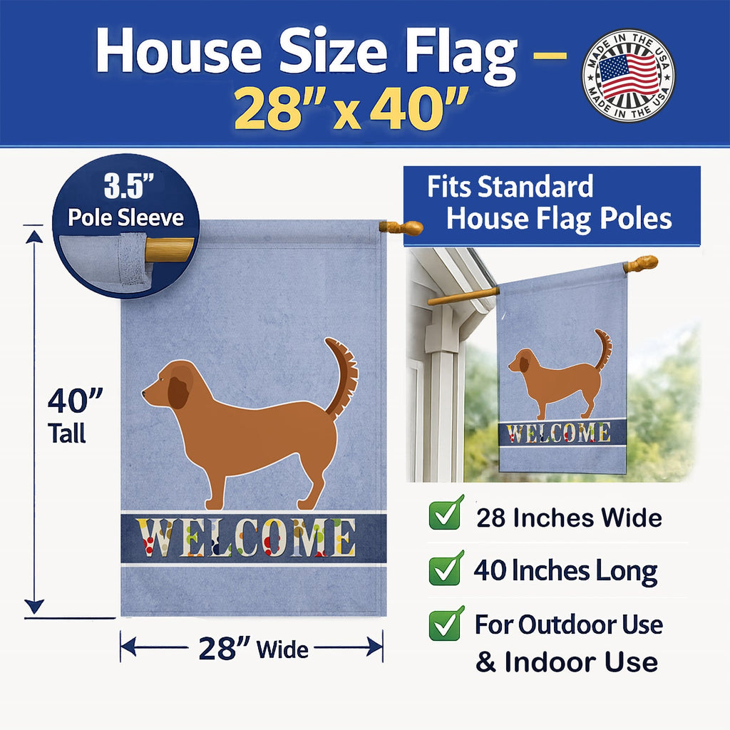Alpine Dachsbrake Welcome House Flag 28x40 Porch Sleeve Pole Decorative Outside Yard Banner Artwork Wall Hanging, Polyester