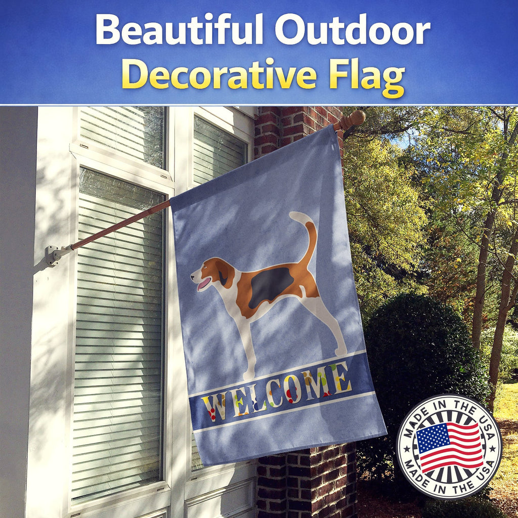 American Foxhound Welcome House Flag 28x40 Porch Sleeve Pole Decorative Outside Yard Banner Artwork Wall Hanging, Polyester