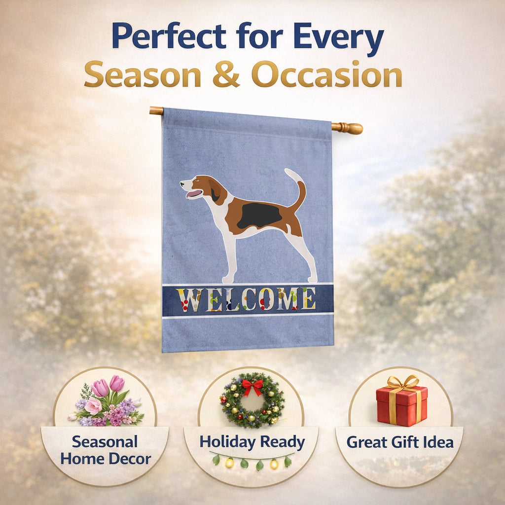 American Foxhound Welcome House Flag 28x40 Porch Sleeve Pole Decorative Outside Yard Banner Artwork Wall Hanging, Polyester