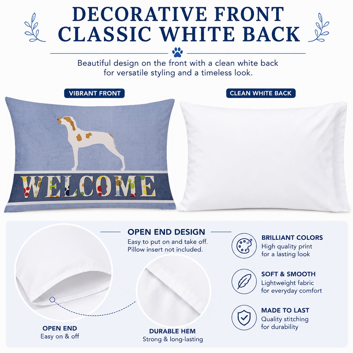 Ariege Pointer Welcome Standard Pillowcase Lightweight Super Soft Easy Care Decorative Artwork Pillowcase, Standard