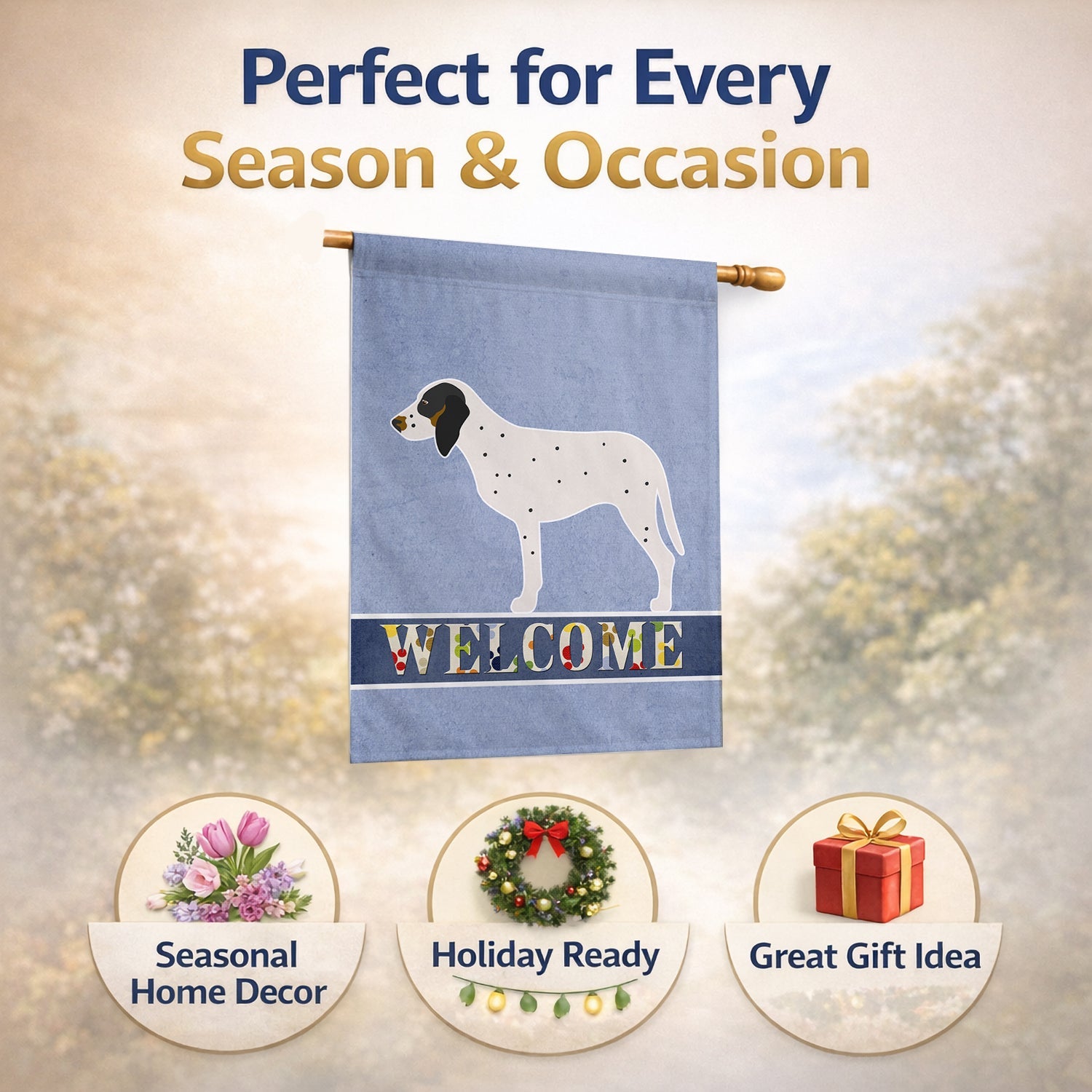 Gascon Saintongeois Welcome House Flag 28x40 Porch Sleeve Pole Decorative Outside Yard Banner Artwork Wall Hanging, Polyester