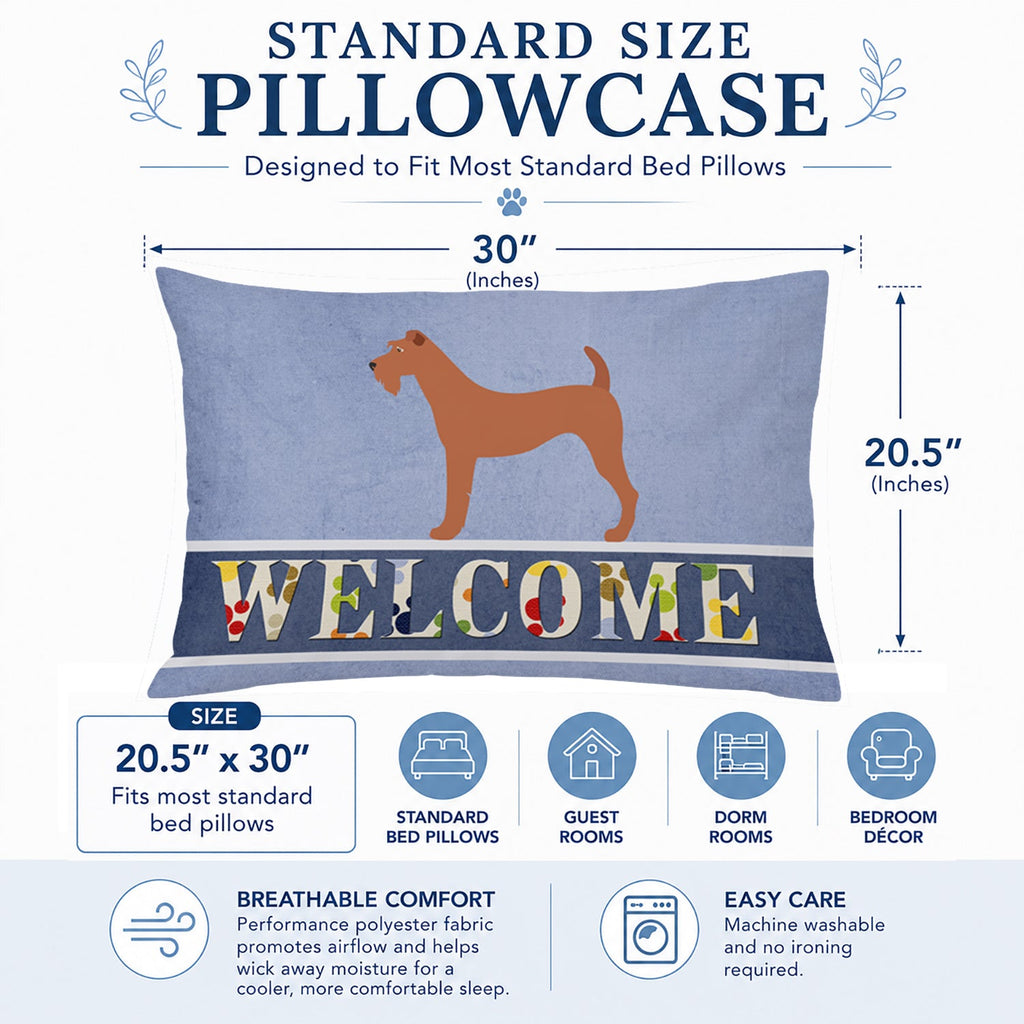 Irish Terrier Welcome Standard Pillowcase Lightweight Super Soft Easy Care Decorative Artwork Pillowcase, Standard
