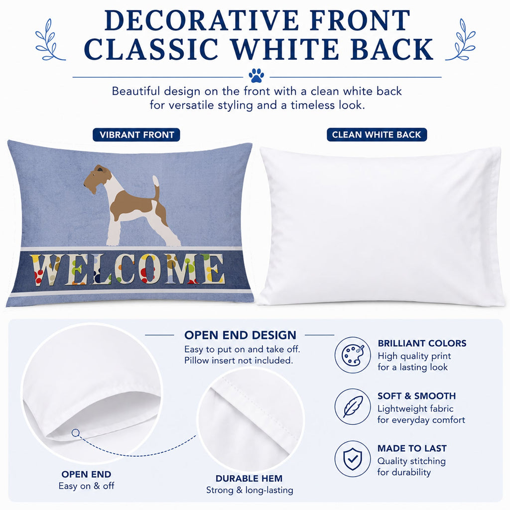 Wire Fox Terrier Welcome Standard Pillowcase Lightweight Super Soft Easy Care Decorative Artwork Pillowcase, Standard