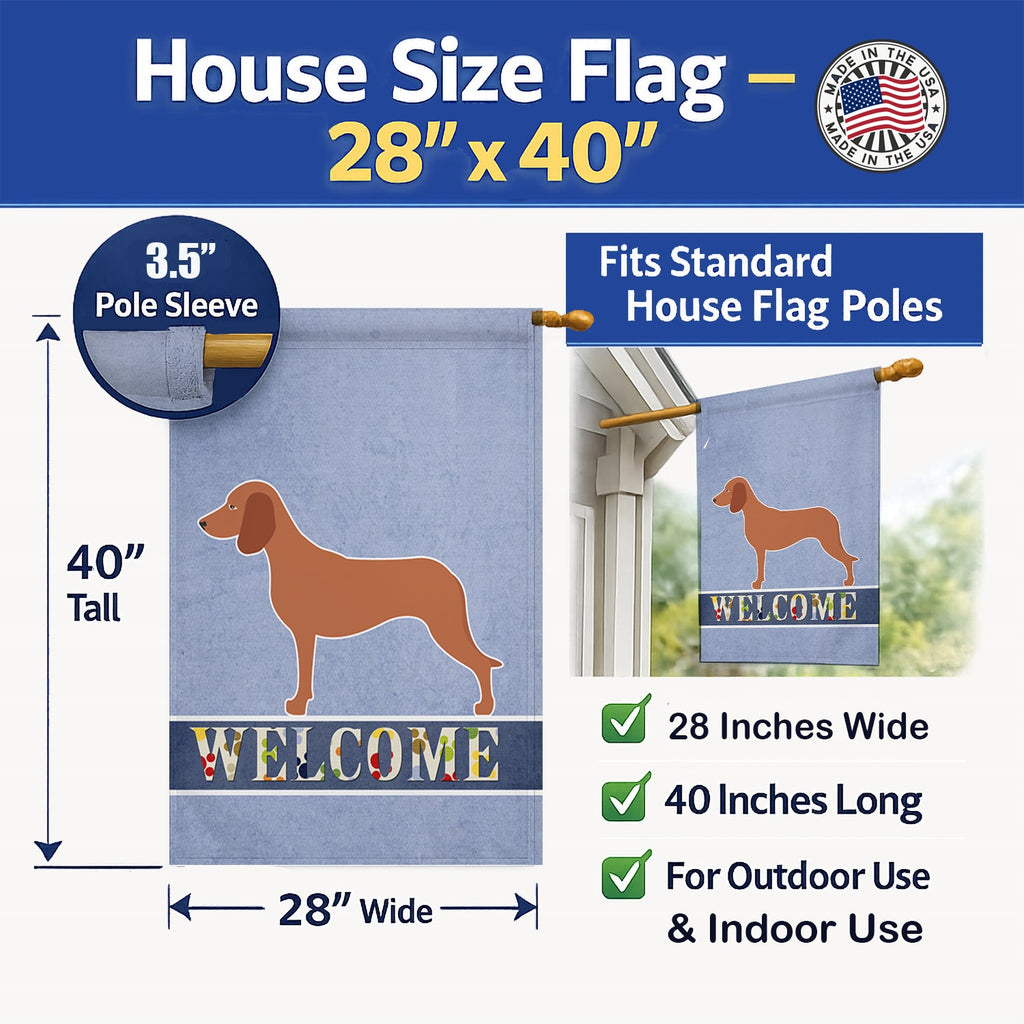 Bavarian Mountian Hound Welcome House Flag 28x40 Porch Sleeve Pole Decorative Outside Yard Banner Artwork Wall Hanging, Polyester